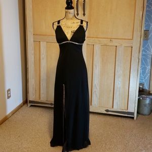Rhinestone embellished black gown
